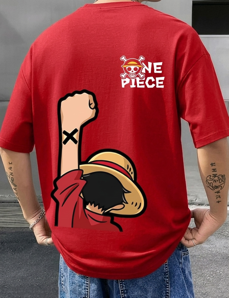 One Piece Luffy X Mark Oversized Graphic T-Shirt Trend Craze