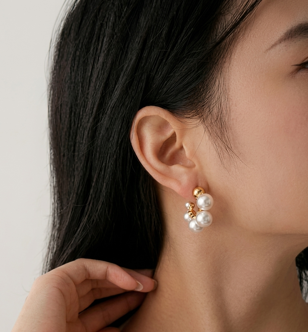 Baroque Cluster Pearl Hoop Earrings Trend Craze