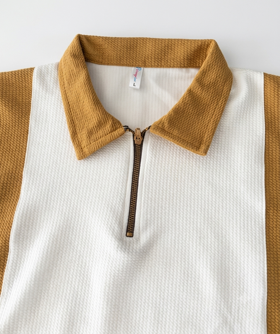 Men's Colorblock Zip Collar Polo T-Shirt Trend Craze