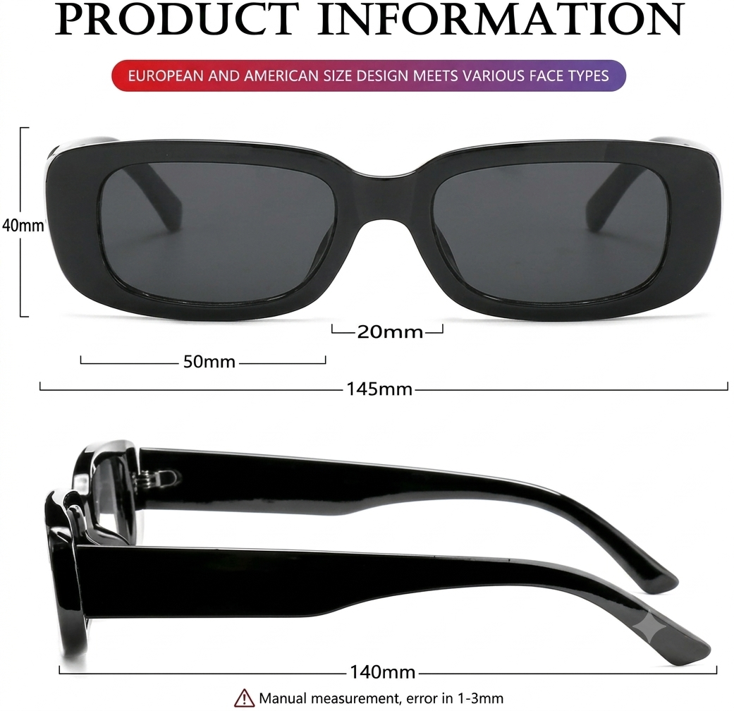 Women Retro Rectangle Sunglasses Trend Craze