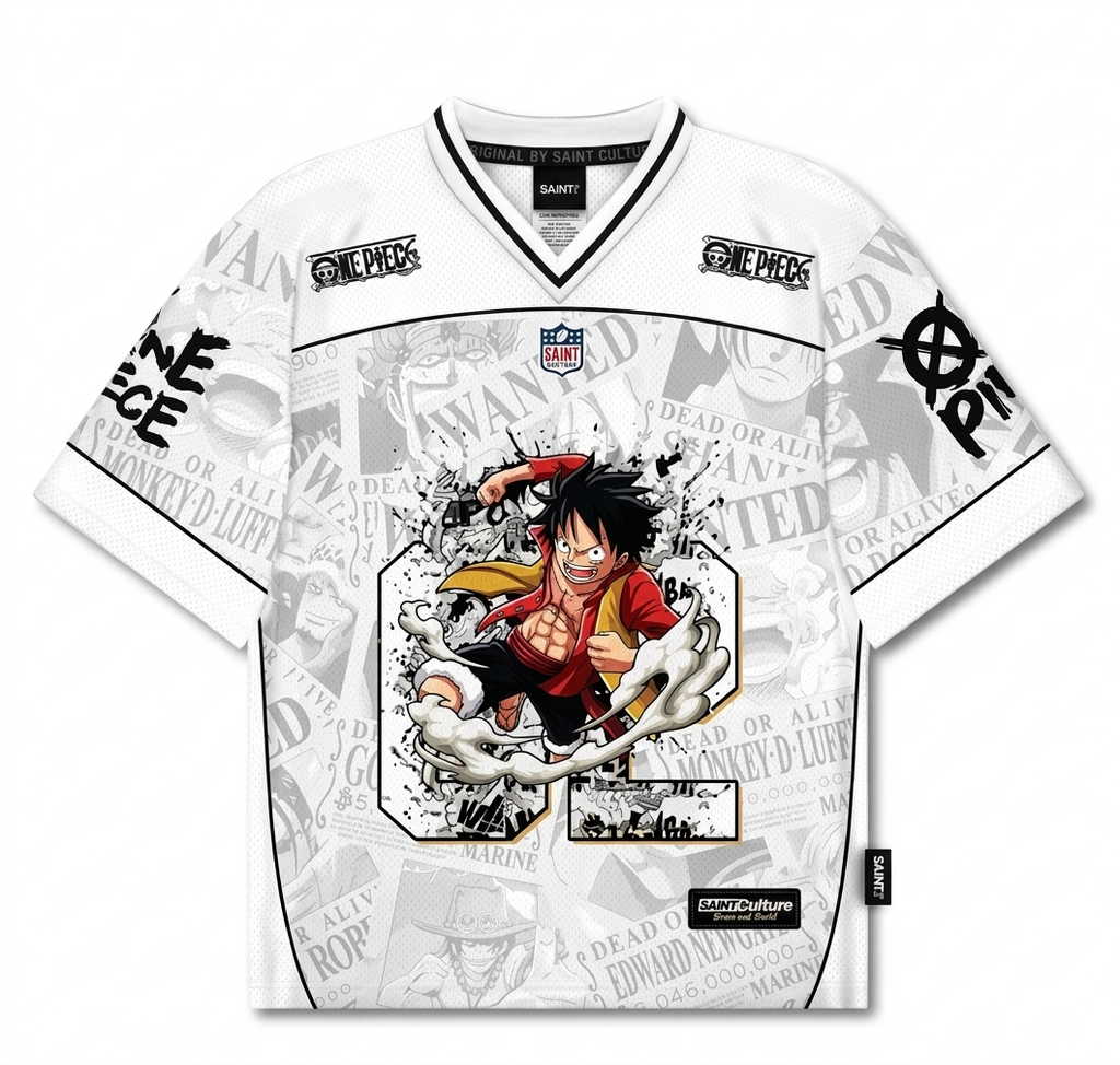 Saint Culture x One Piece Luffy "62" Anime Football Jersey Trend Craze