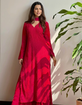 Red Georgette Chikankari Kurta Set with Dupatta Trend Craze