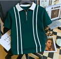 Men's Dark Green Zipper Polo T-Shirt Trend Craze