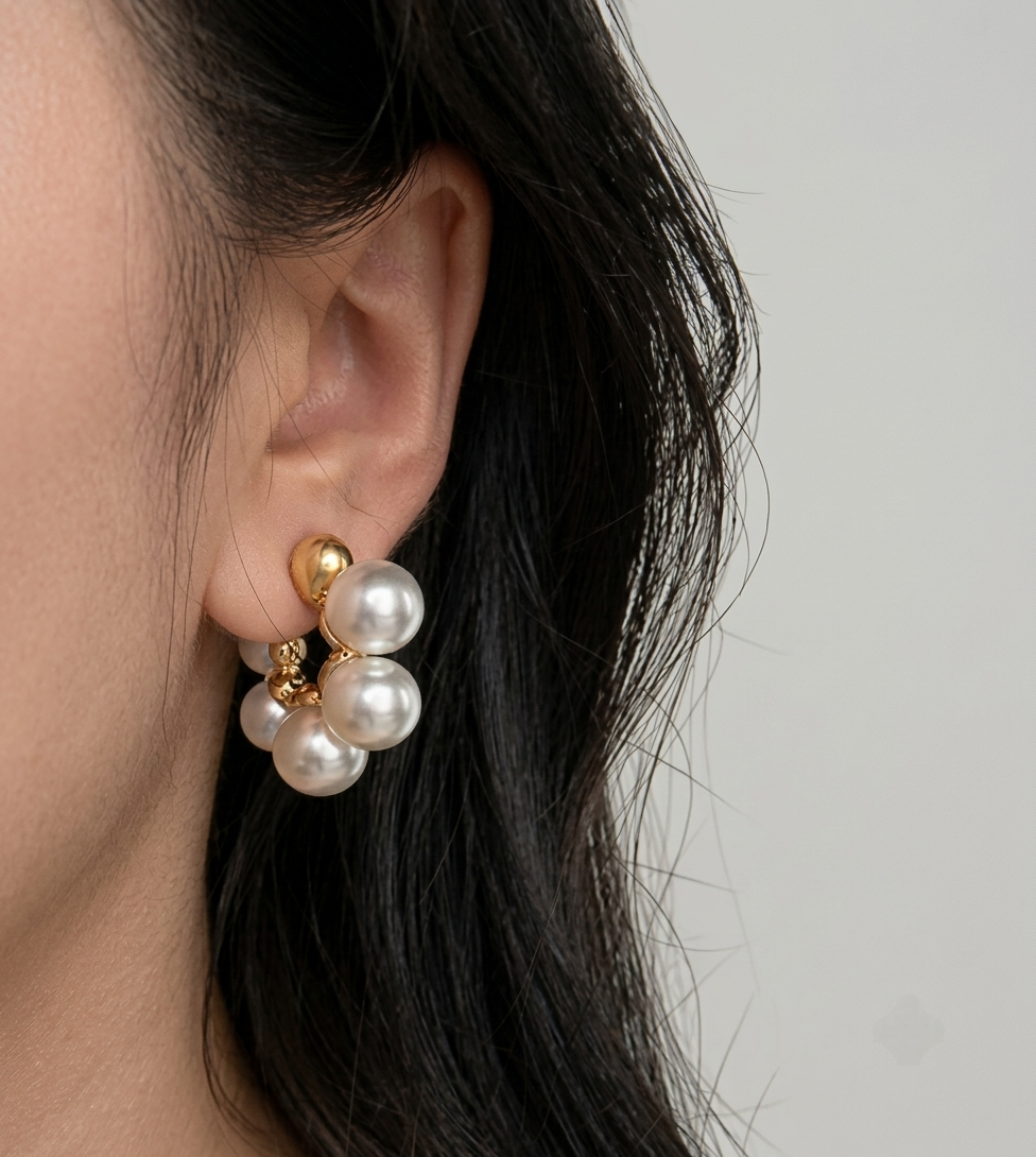 Baroque Cluster Pearl Hoop Earrings Trend Craze