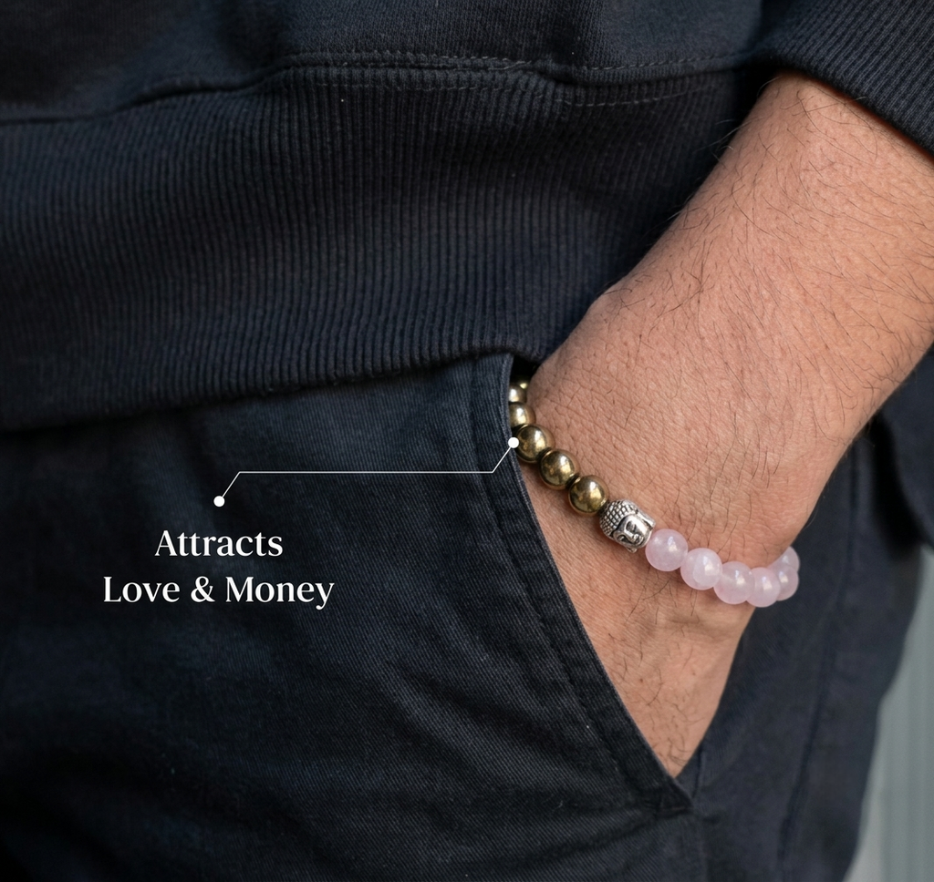Energised Rose Quartz & Pyrite Bracelet Trend Craze